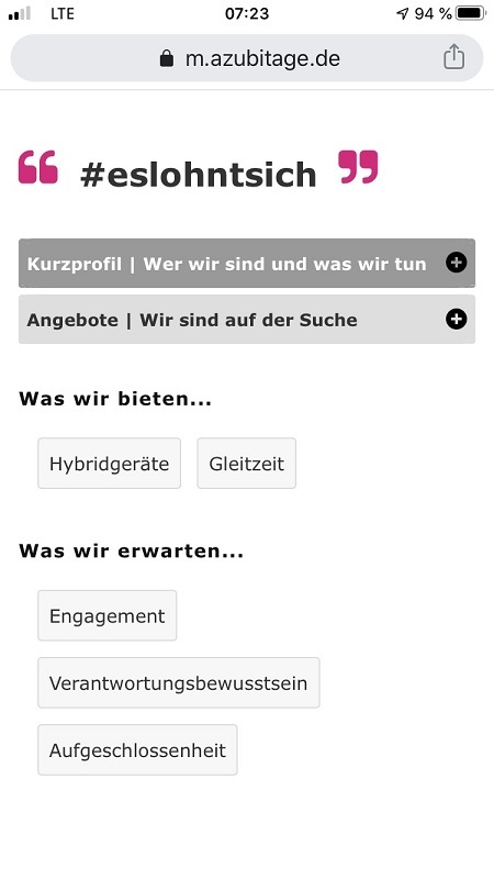 Beispiel: Publikation Mobil - nach scrollen