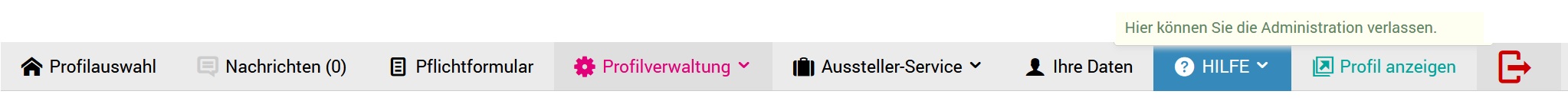 Men&uuml;punkt "Logout"