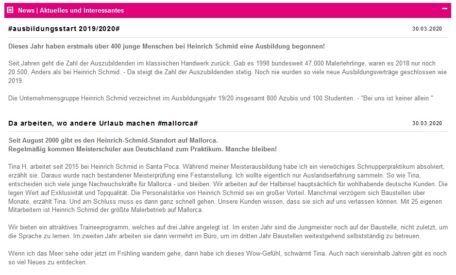 Ausstellerbeispiele Webcode-Seite | News