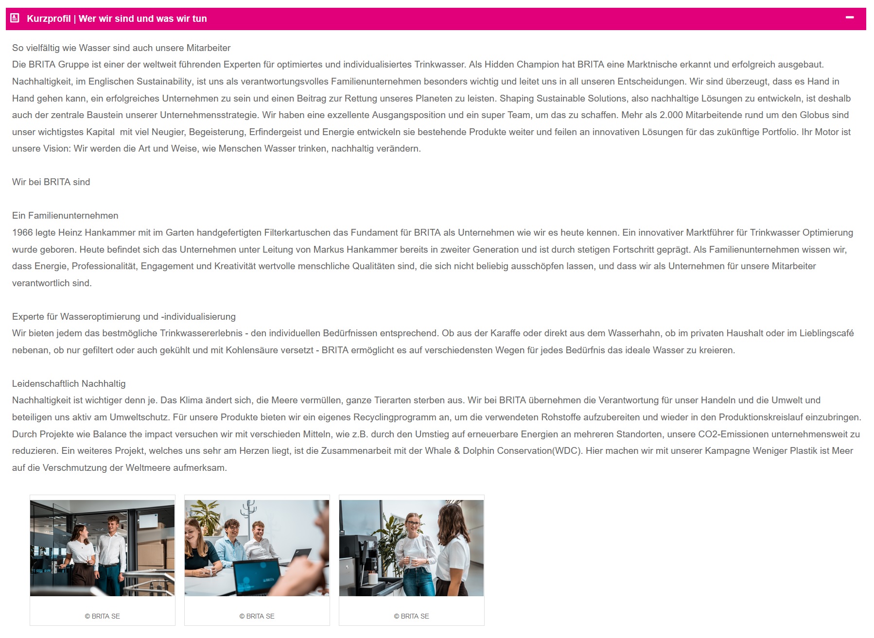 Ausstellerbeispiele Webcode-Seite | Kurzprofil