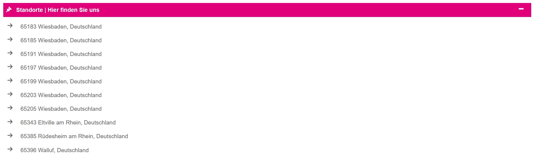 Ausstellerbeispiele Webcode-Seite | Standorte