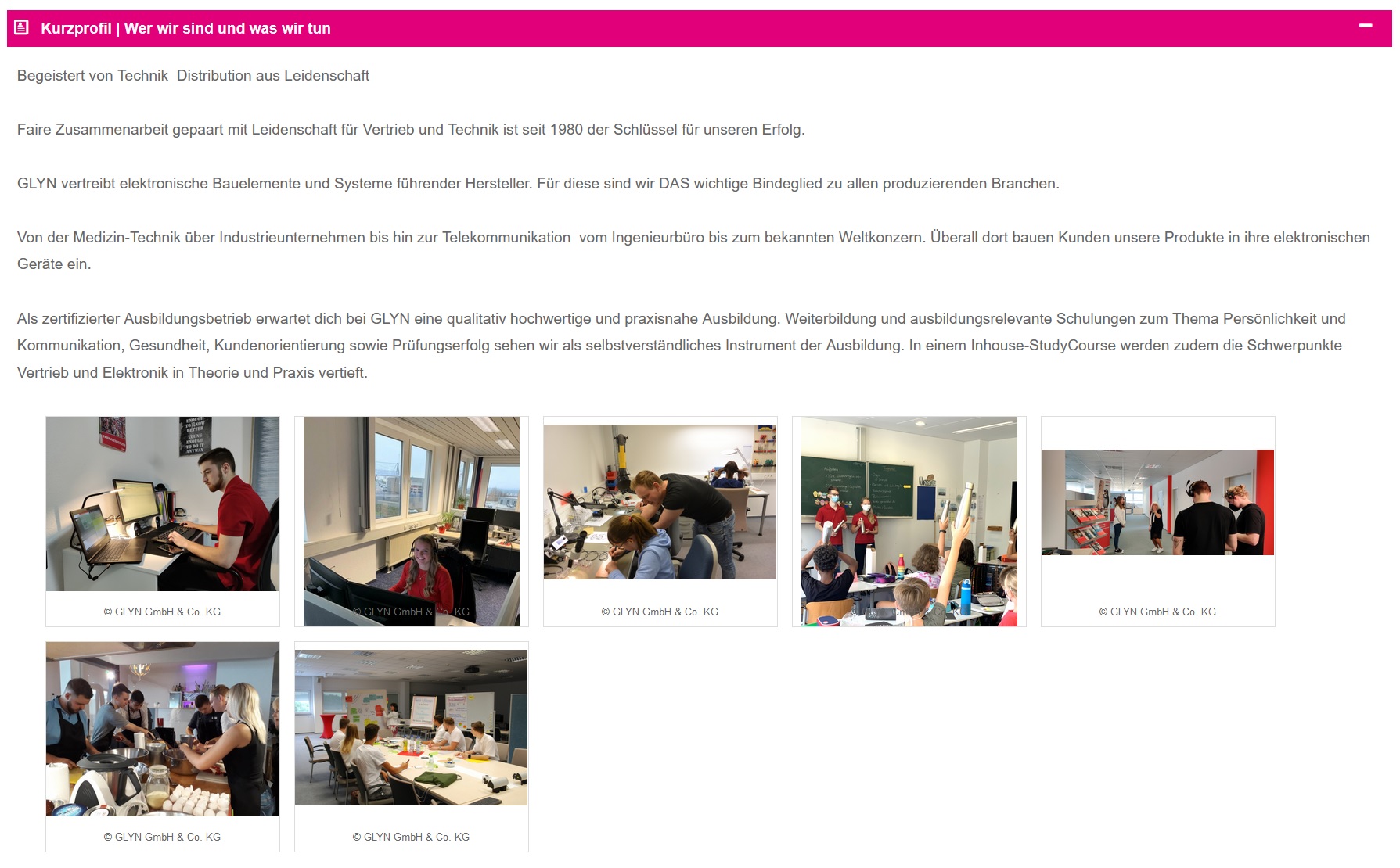 Ausstellerbeispiele Webcode-Seite | Kurzprofil
