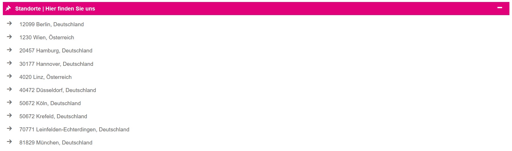 Ausstellerbeispiele Webcode-Seite | Standorte