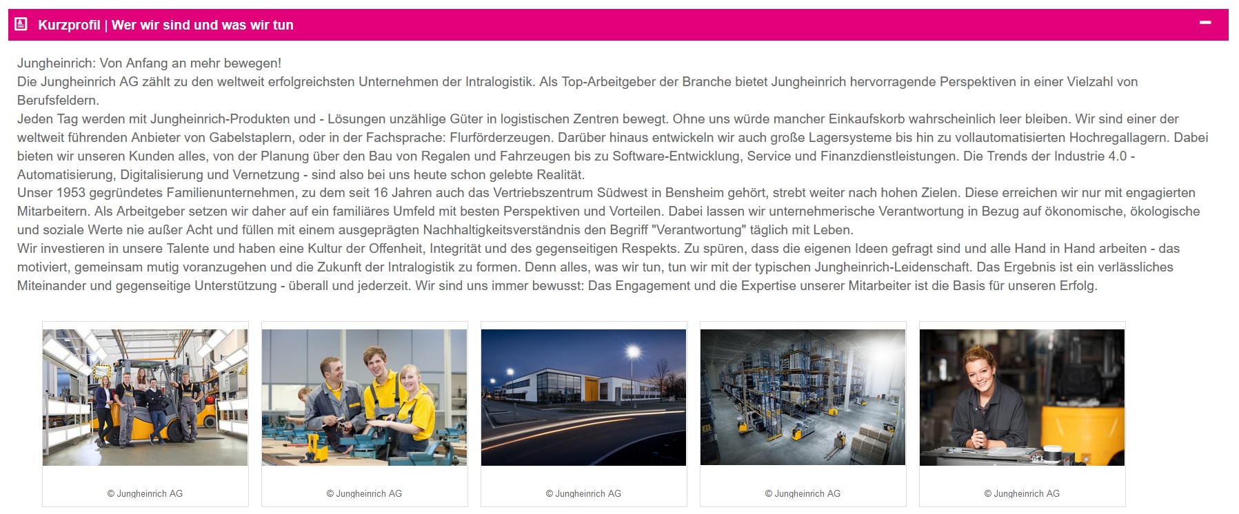 Ausstellerbeispiele Webcode-Seite | Kurzprofil