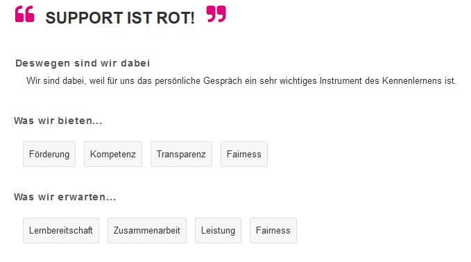 Beispiel: Statement / Motto / Tags