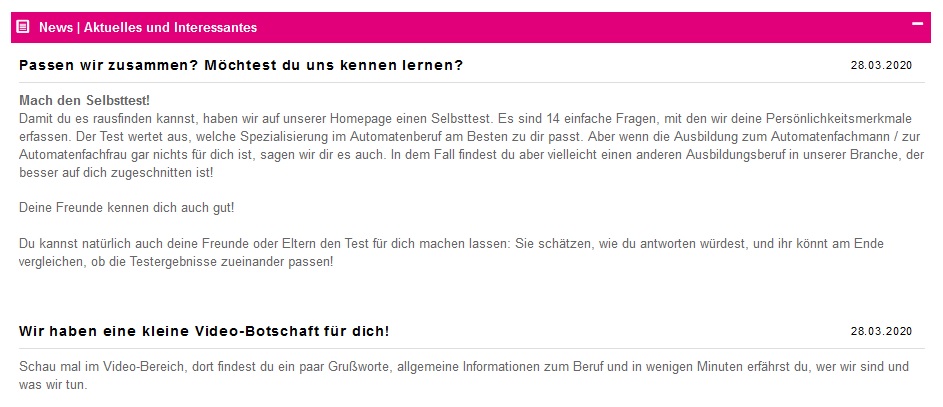 Ausstellerbeispiele Webcode-Seite | News