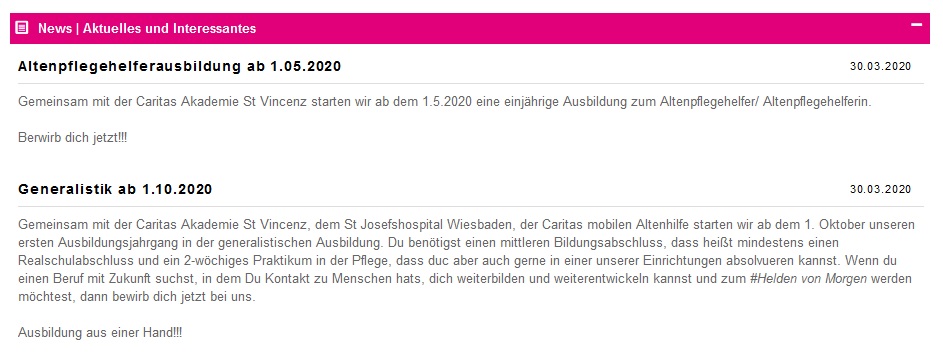 Ausstellerbeispiele Webcode-Seite | News