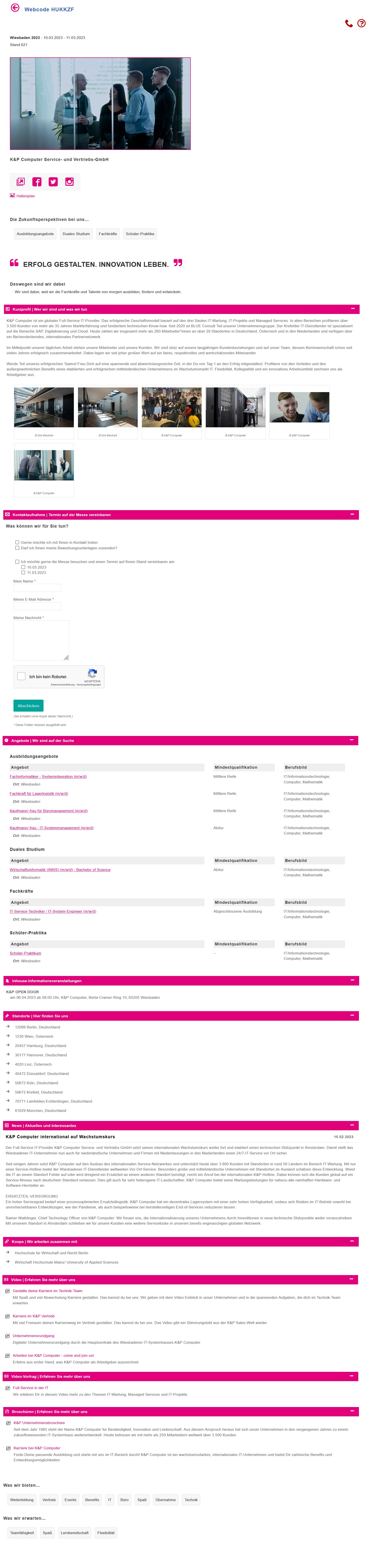 Ausstellerbeispiel Webcode-Seite